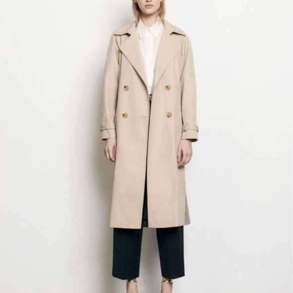 Sandro Victory Plaid Back Cotton Trench Coat 36/S - Picture 16 of 16
